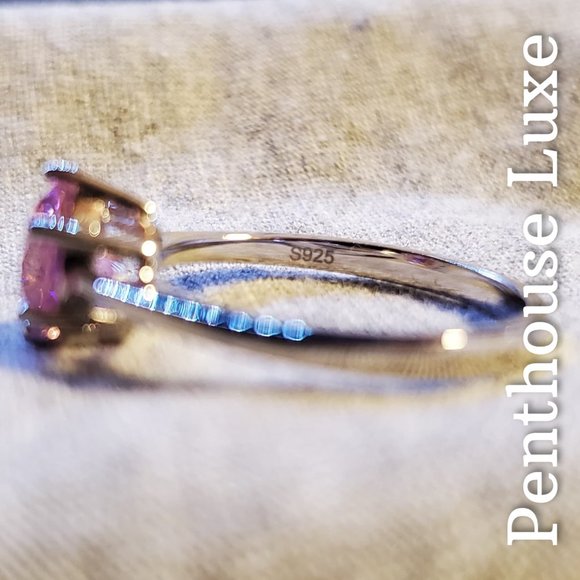 🔥 CLEARANCE! Pink Sapphire Diamond Cut Solitaire Ring - Picture 3 of 6